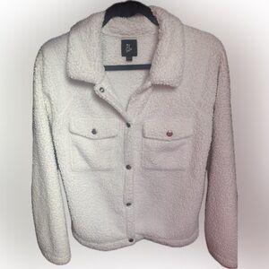 Art Class Girls Size XL (14/16) Teddy Jacket Snap On Buttons Pockets White